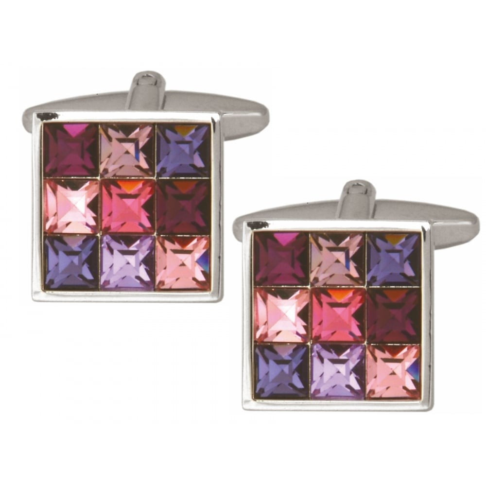 Pink and Purple Square Cufflinks - HK Jewels