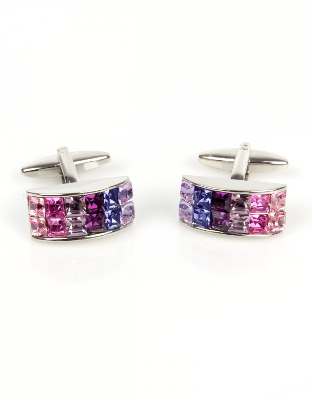 Curved Rectangle Pink and Purple Cufflinks - HK Jewels