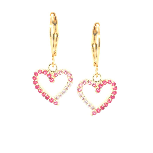 Surgical Steel Outline Heart Earring-Pink - HK Jewels