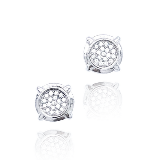 Sterling Silver Round Stud Earrings - HK Jewels