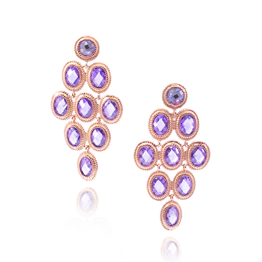 Sterling Silver Rose Gold Plated Earrings - HK Jewels