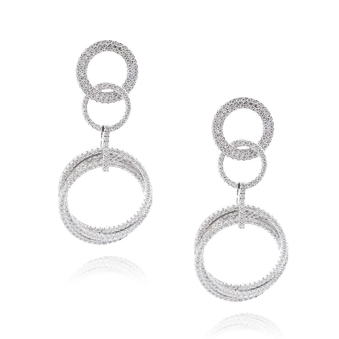 Sterling Silver Micro Pave Circle Earrings - HK Jewels