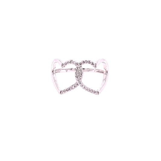 White Gold Double Heart Ring - HK Jewels