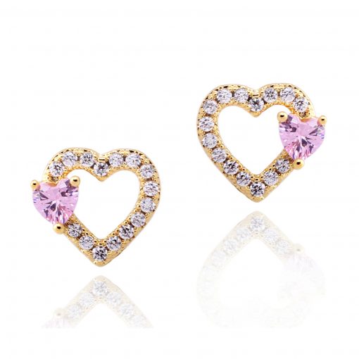 Surgical Steel Small Outline CZ Heart Studs - HK Jewels