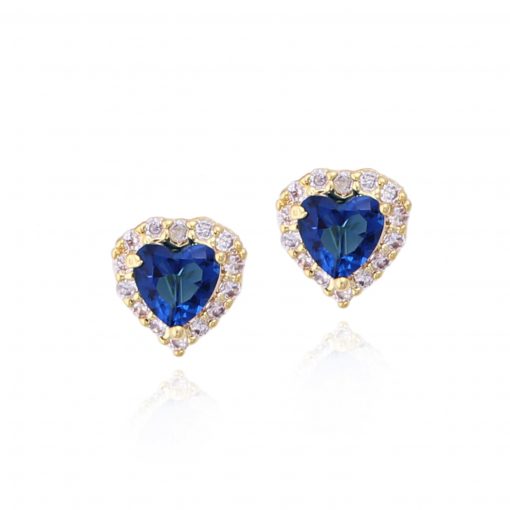 Surgical Steel Tiny Blue Heart Stud Earrings - HK Jewels