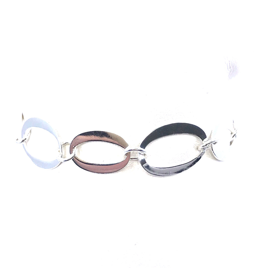 Sterling Silver Oval Bracelet - HK Jewels
