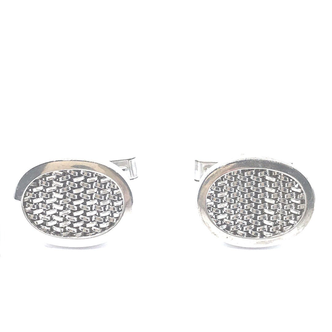 Sterling Silver Oval Weave Cufflinks - HK Jewels
