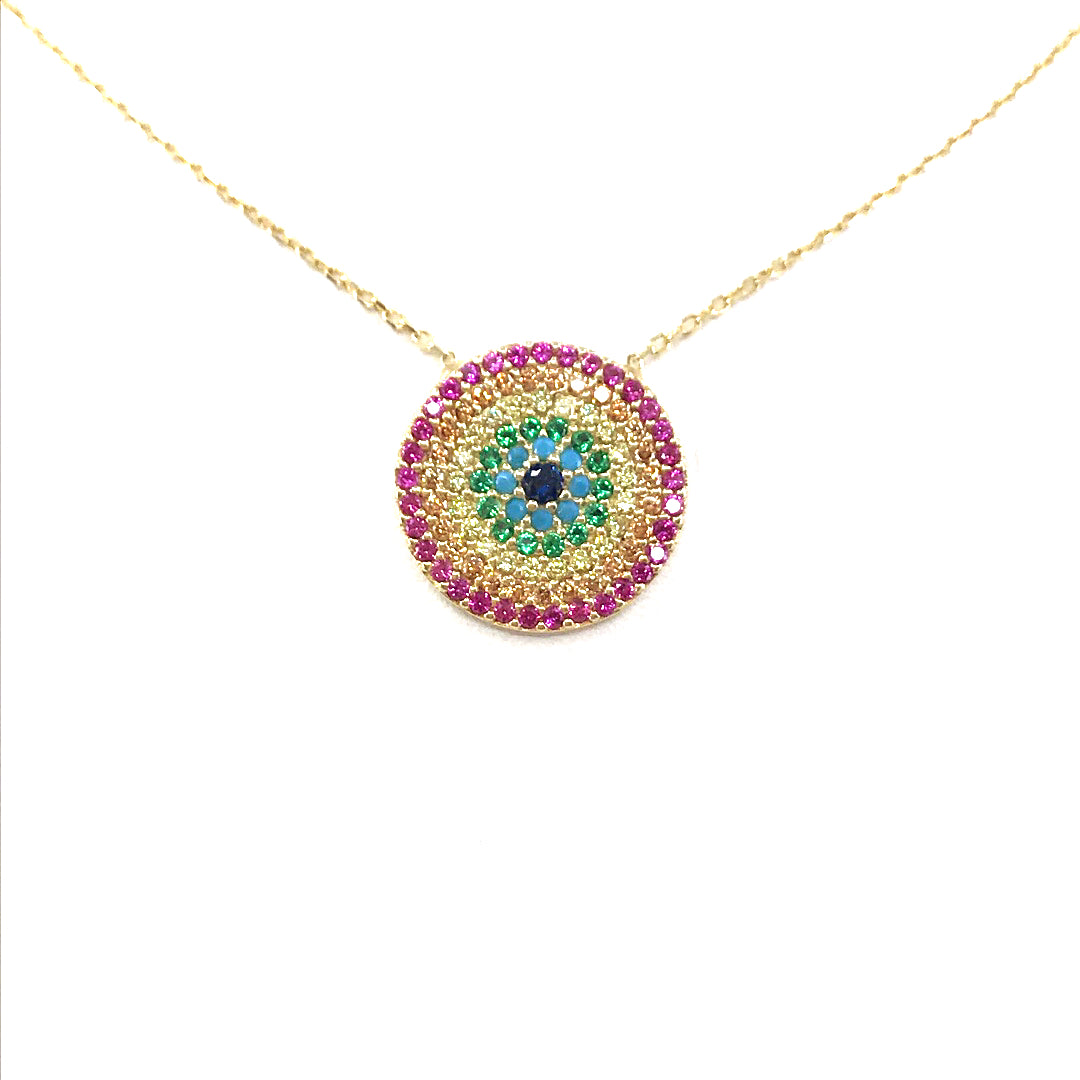 Sterling Silver Rainbow Circle Necklace - HK Jewels