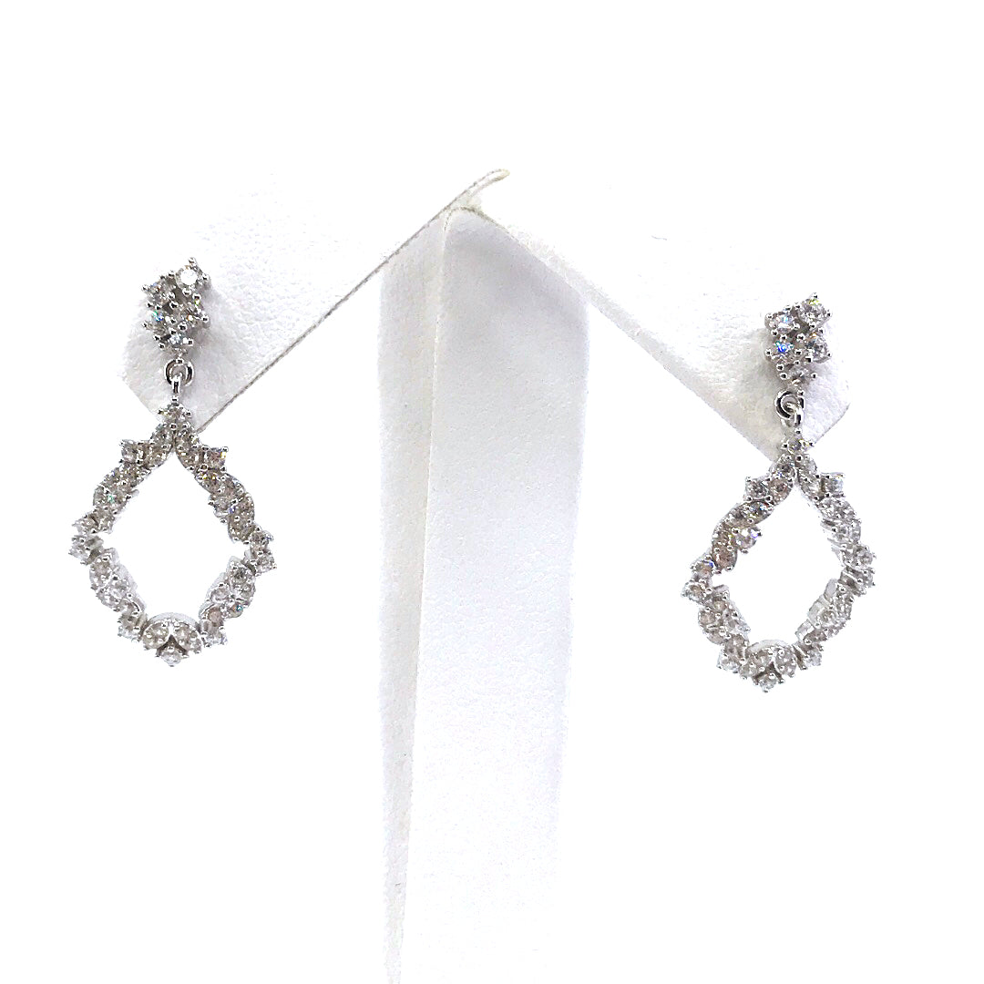 Sterling Silver Diamond Shaped Earrings - HK Jewels
