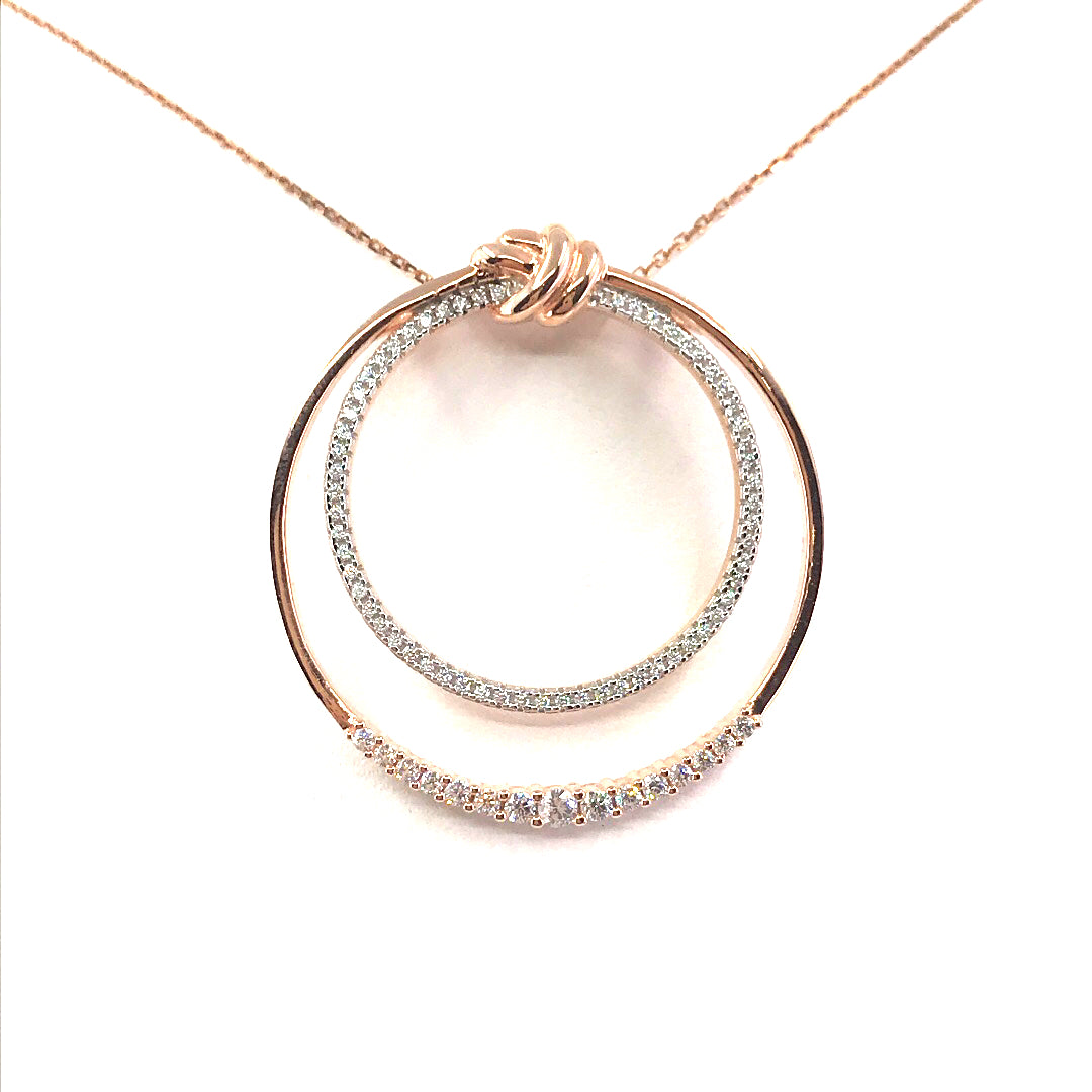 Rose Gold Plated Sterling Silver Circle Pendant - HK Jewels