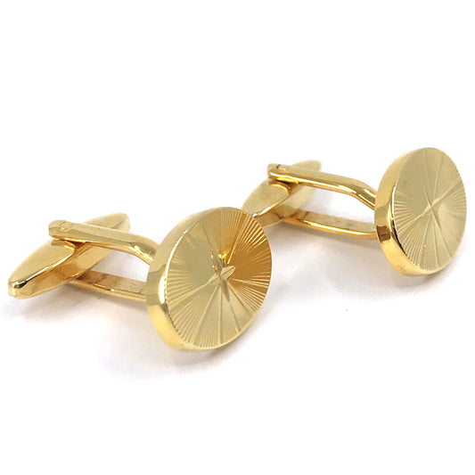 Gold Plated Cufflinks Oval Starburst - HK Jewels