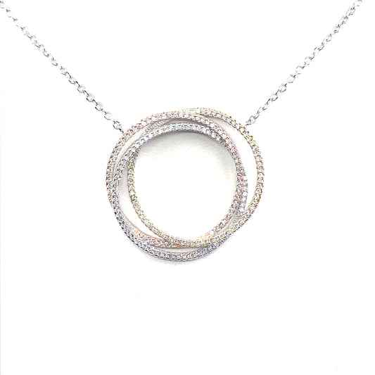 Sterling Silver Tricolor Circle Necklace - HK Jewels