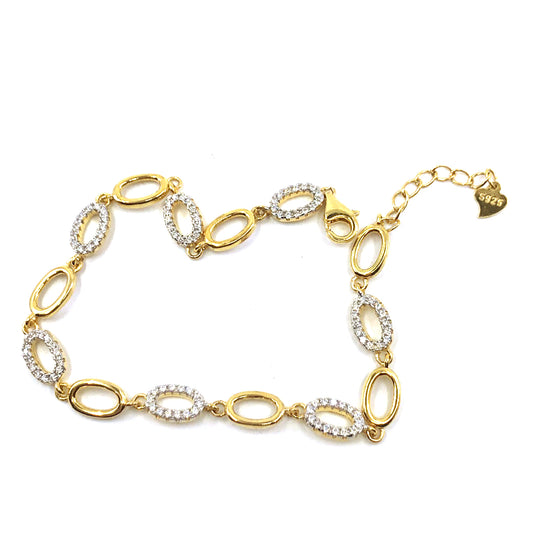 Sterling Silver Oval Bracelet - HK Jewels