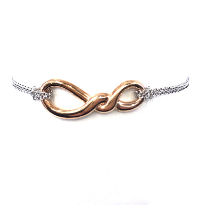 Rose Gold Plated Sterling Silver Infinity Twist Bracelet - HK Jewels