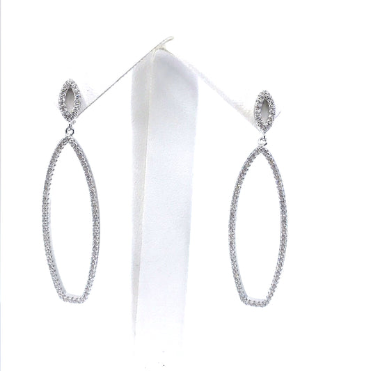 Sterling Silver Long Earrings - HK Jewels