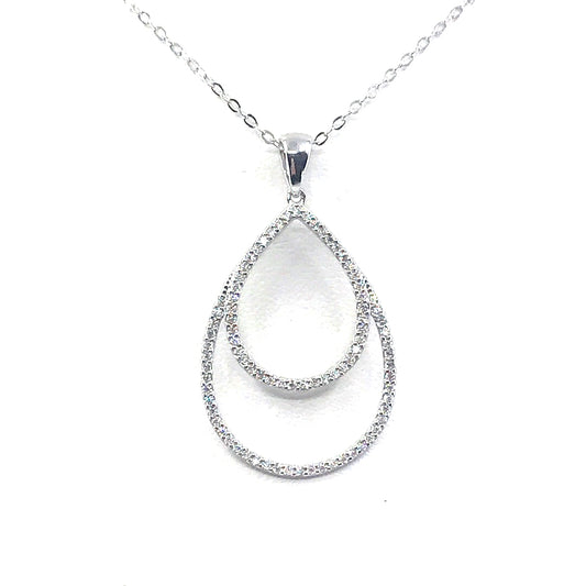 Sterling Silver Double Teardrop Pendant - HK Jewels