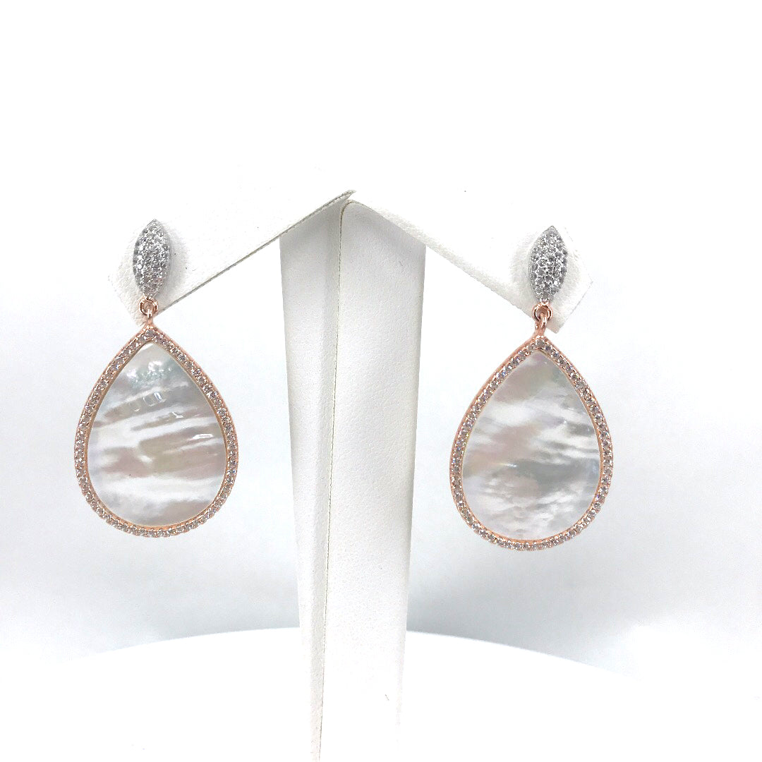 Sterling Silver Mother of Pearl Teardrop Earrings - HK Jewels