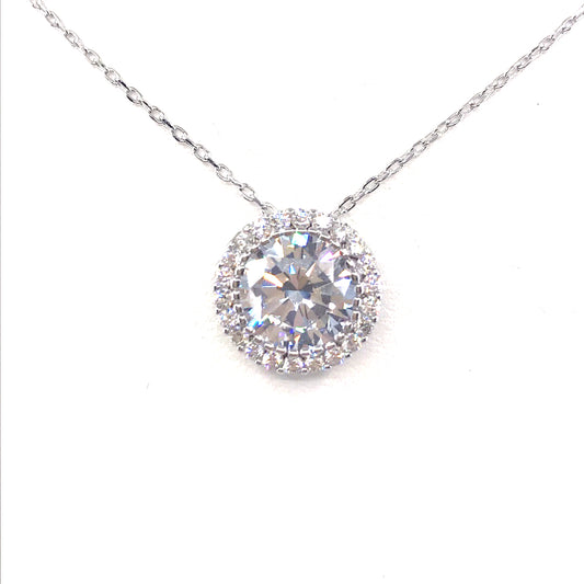 Sterling Silver Solitaire Necklace - HK Jewels