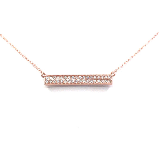 Rose Gold Plated Sterling Silver Bar Necklace - HK Jewels