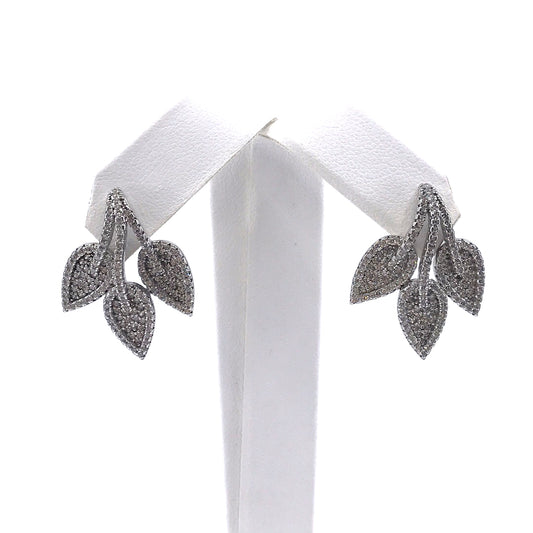 Sterling Silver Three Leaf Stud Earrings - HK Jewels