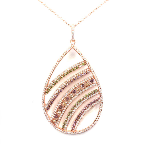 Rose Gold Plated Sterling Silver Teardrop Pendant - HK Jewels