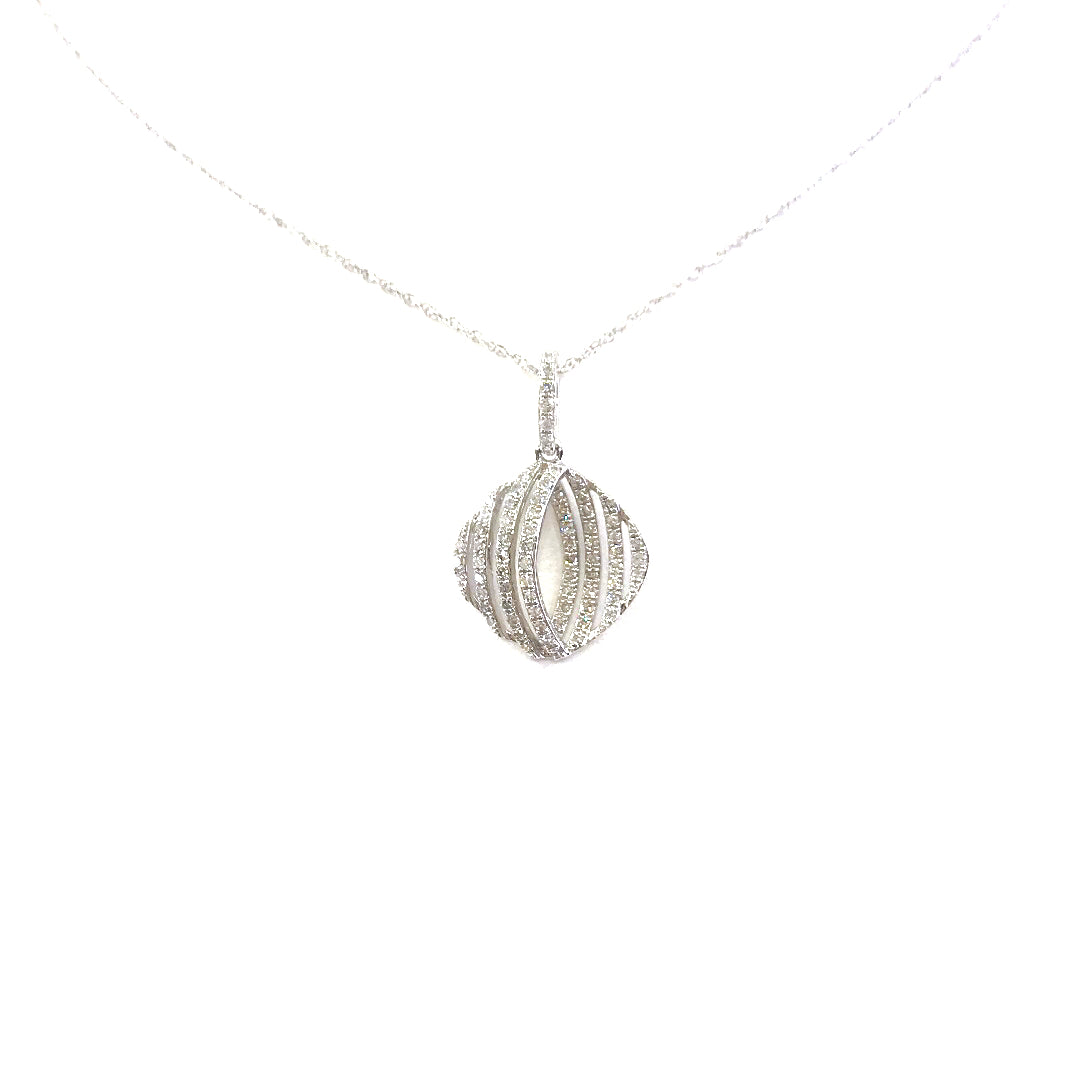 White Gold Diamond-Shape Pendant - HK Jewels
