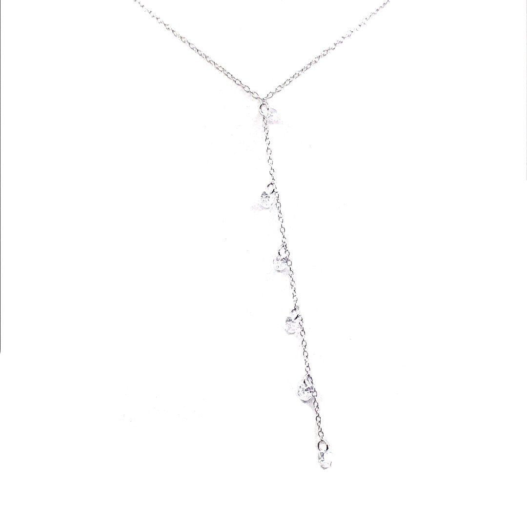 Sterling Silver CZ Lariat Necklace - HK Jewels