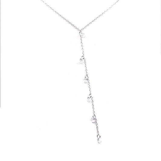 Sterling Silver CZ Lariat Necklace - HK Jewels