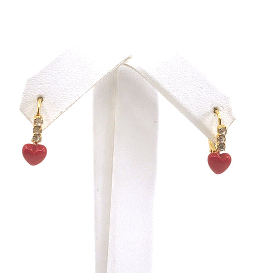 Surgical Steel Red Heart Earrings - HK Jewels