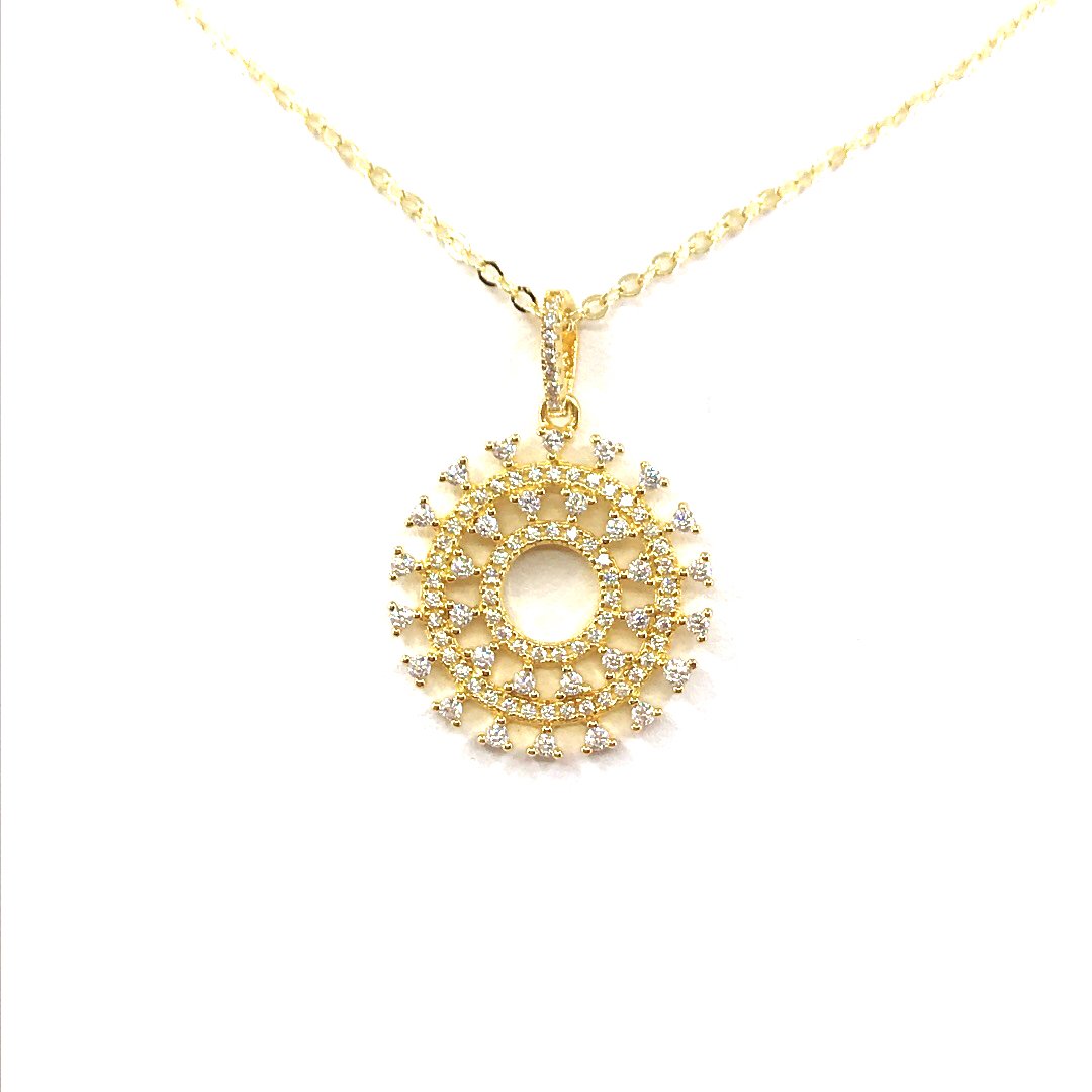 Sterling Silver Gold Plated Circle Pendant - HK Jewels