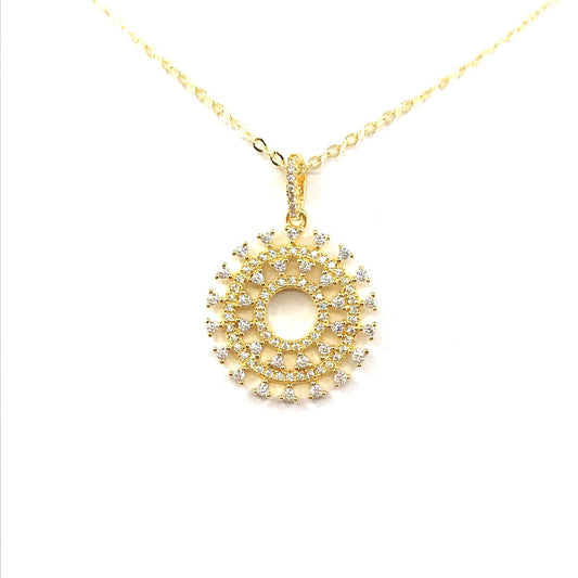 Sterling Silver Gold Plated Circle Pendant - HK Jewels