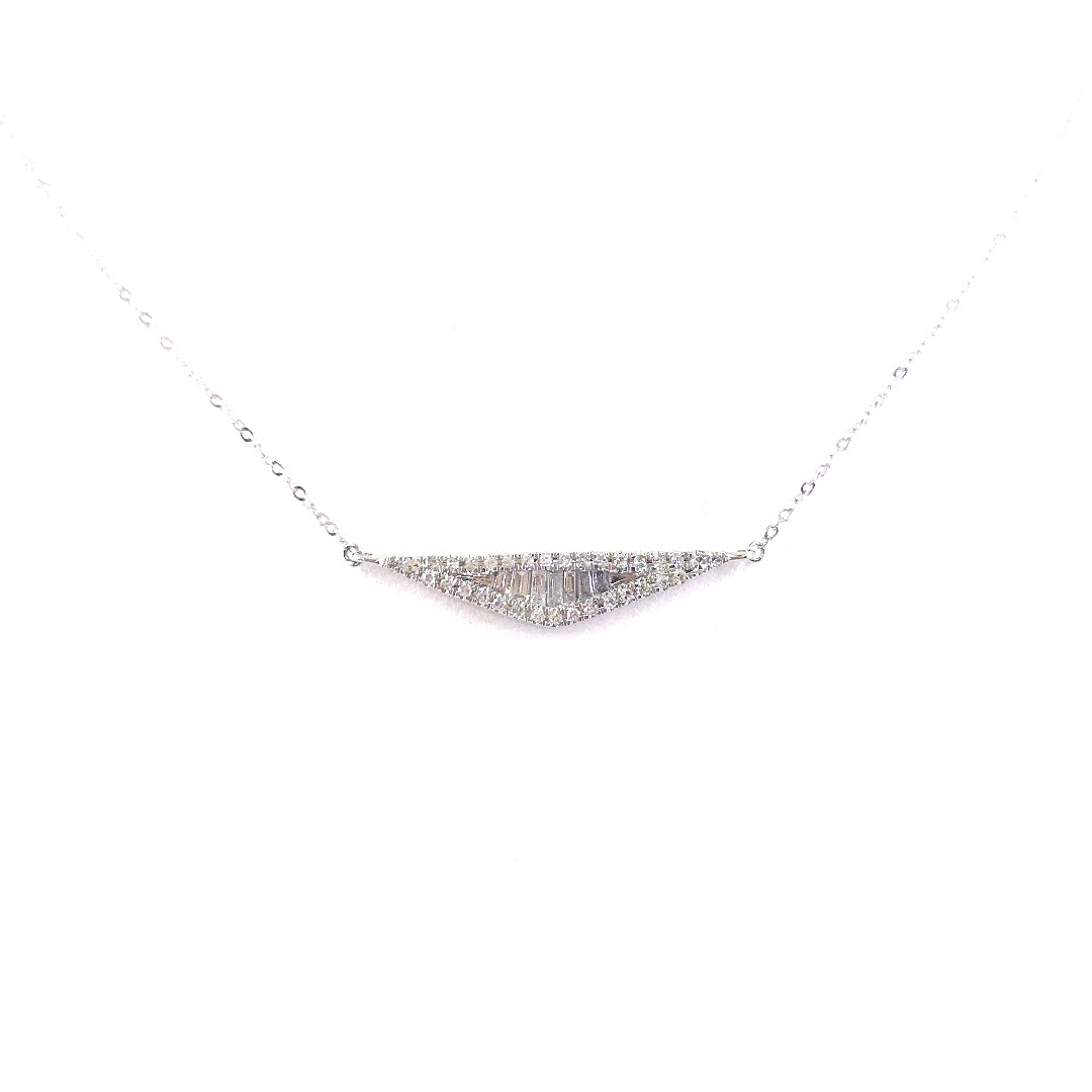 White Gold Bar Necklace - HK Jewels