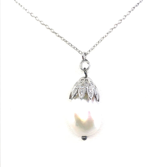 Sterling Silver Pearl Pendant - HK Jewels