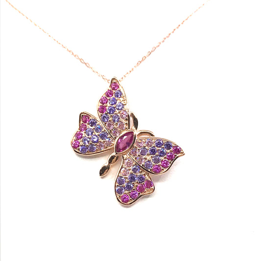 Rose Gold Plated Sterling Silver Butterfly Pendant - HK Jewels