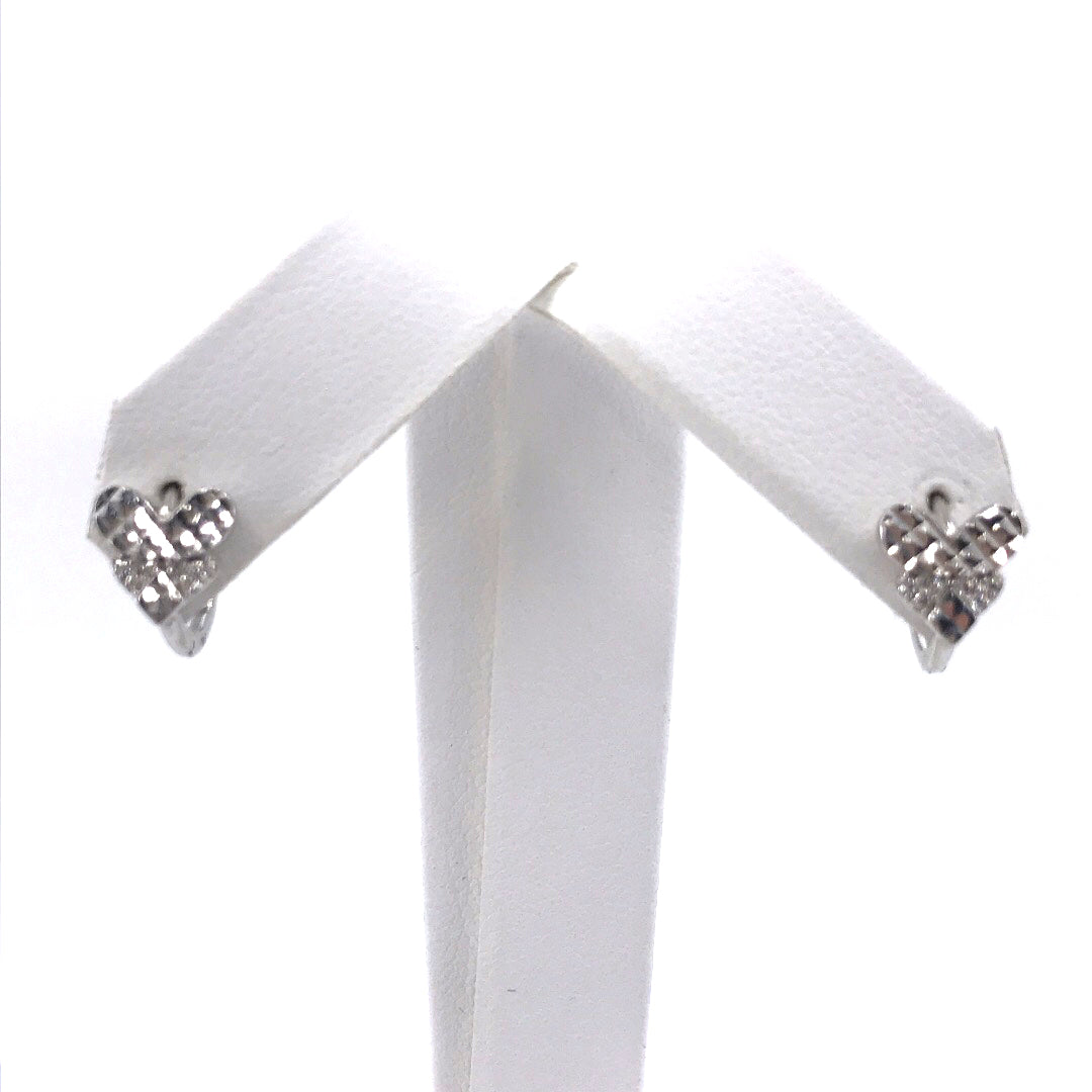 14K Gold Diamond Cut Heart CZ Huggie Earrings - HK Jewels