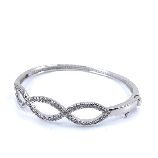 Sterling Silver Twisted Bangle - HK Jewels