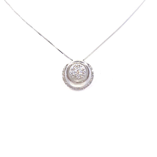 White Gold Circle Pendant - HK Jewels