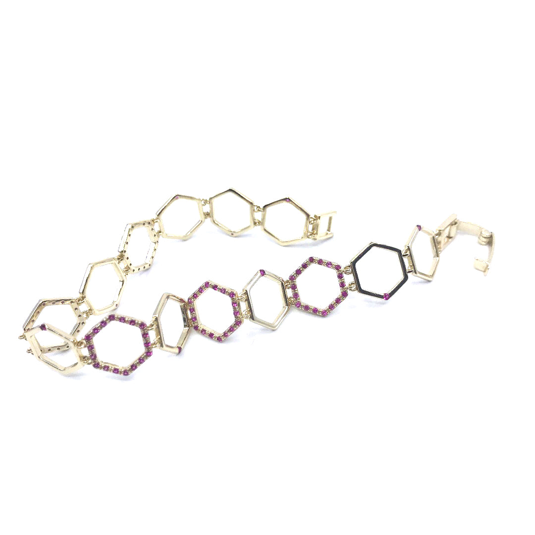 Sterling Silver Hexagon Bracelet - HK Jewels