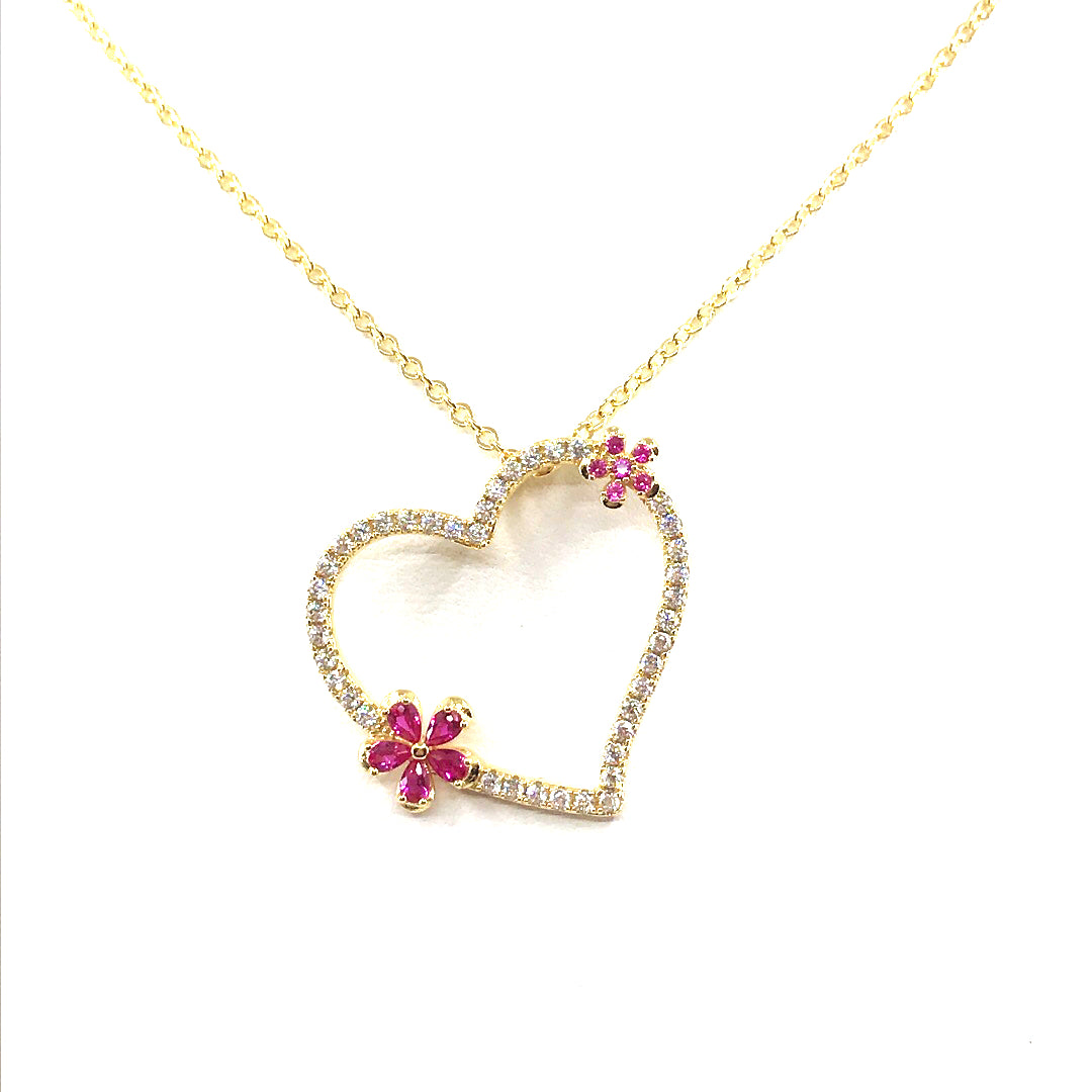 Heart With Flowers Pendant - HK Jewels