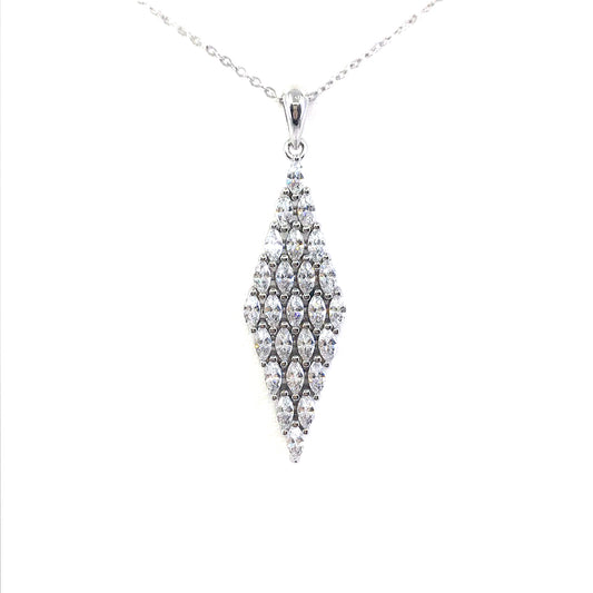 Sterling Silver Diamond Shape Pendant - HK Jewels
