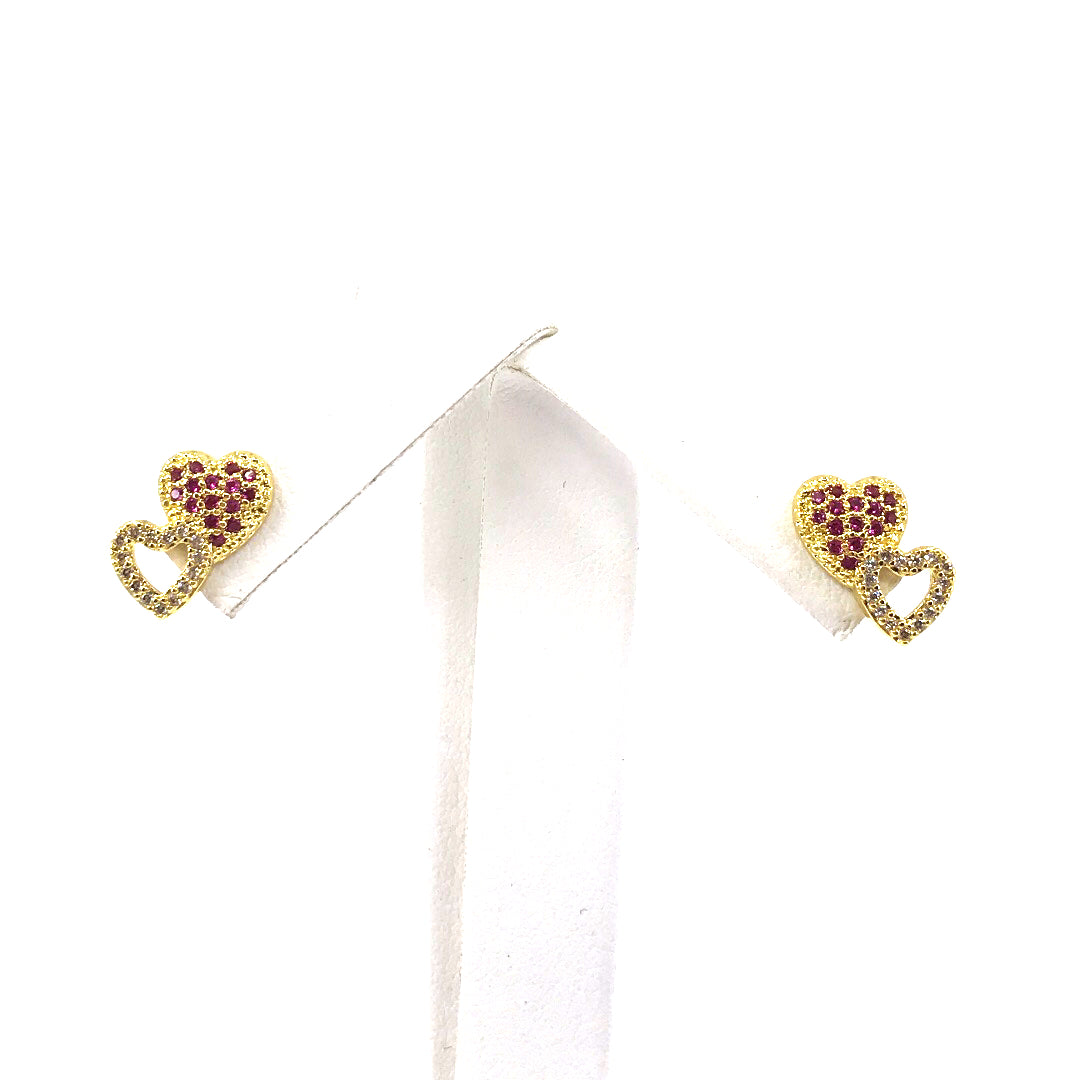 Surgical Steel Double Linked Heart Stud Earrings - HK Jewels