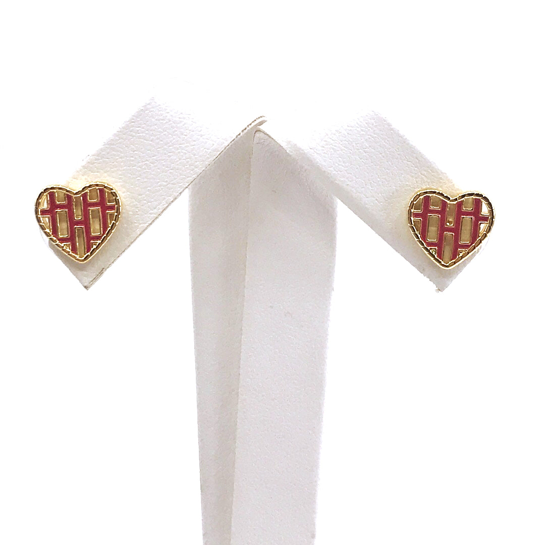 Surgical Steel Heart Studs- Red Graph - HK Jewels