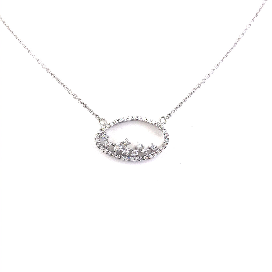 Sterling Silver Oval Necklace - HK Jewels
