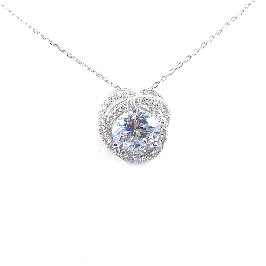 Sterling Silver Circle Solitaire Pendant - HK Jewels