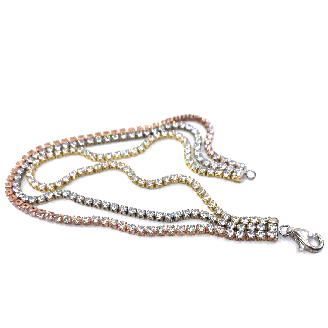 Sterling Silver Tricolor Twisted Bracelet - HK Jewels