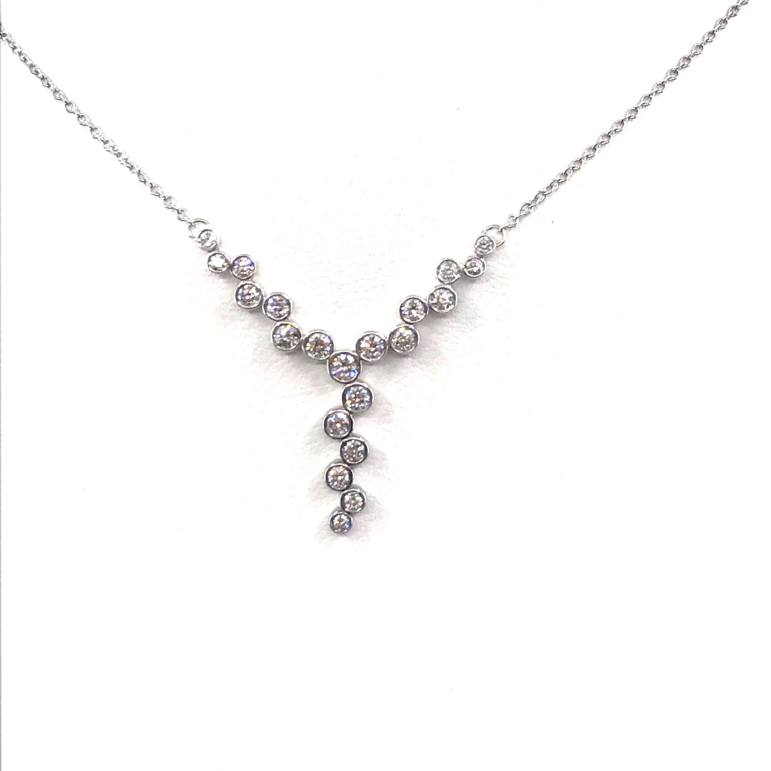 14K White Gold Y-Shaped Necklace - HK Jewels