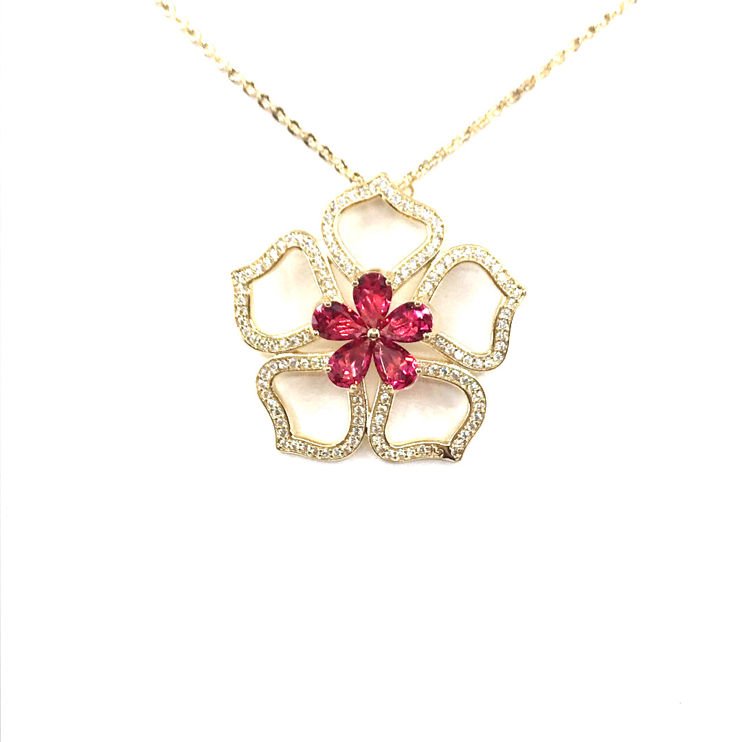 Pink Flower Pendant - HK Jewels