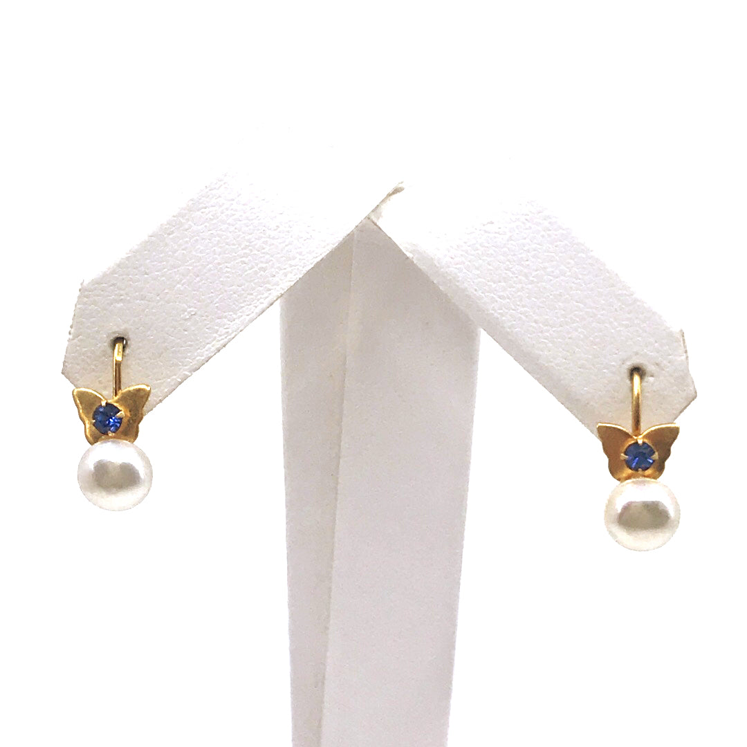 Surgical Steel Butterfly Pearl Earrings - HK Jewels