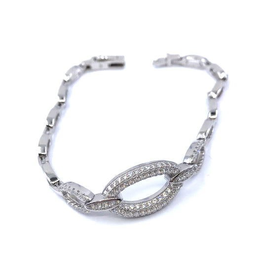 Sterling Silver Oval Bracelet - HK Jewels