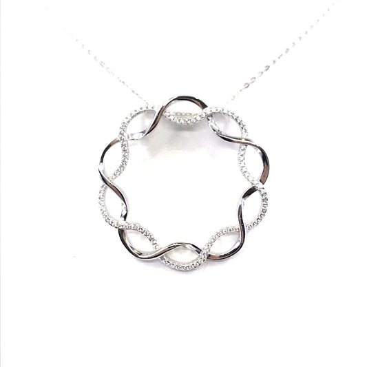 Sterling Silver Twisted Circle Pendant - HK Jewels